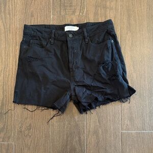 Women's Black Distressed Shorts